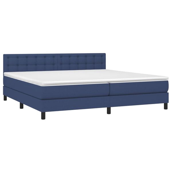 vidaXL Boxspring met matras stof blauw 200x200 cm