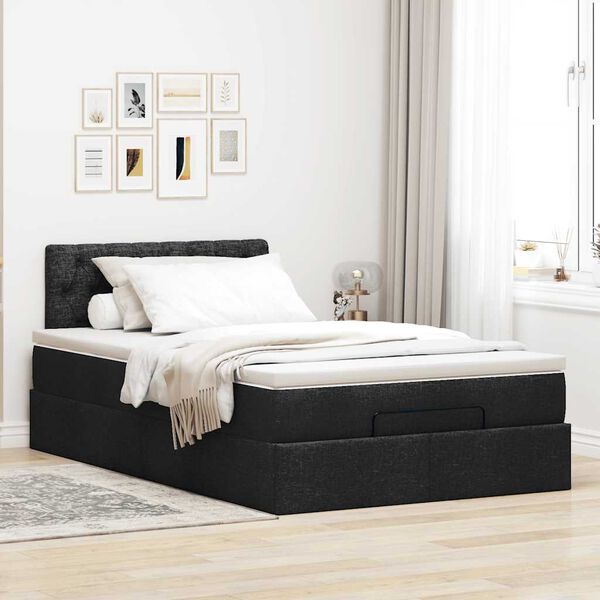 vidaXL Bed met matras 120x190 cm stof zwart