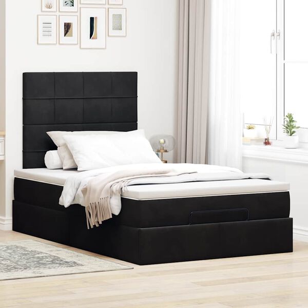 vidaXL Ottoman bed met matrassen 120x190cm fluweel zwart