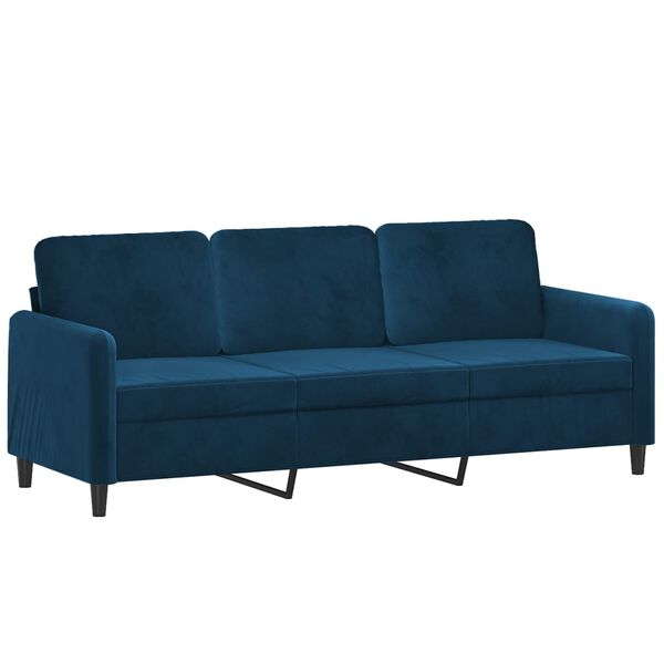 vidaXL Driezitsbank met voetenbank 180 cm fluweel blauw