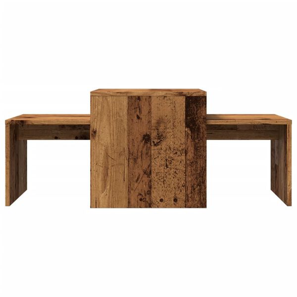 vidaXL Salontafelset 100x48x40 cm bewerkt hout oud houtkleurig