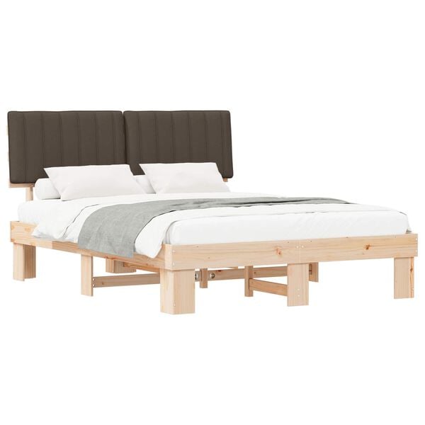 vidaXL Bedframe met Gevoerd Hoofdgedeelte Taupe 150 x 200 cm