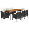 vidaXL 9-delige Tuinset poly rattan zwart