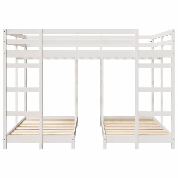 vidaXL Drie-hoog Bunk Bed Frame Wit 160 x 200 cm Massief grenenhout