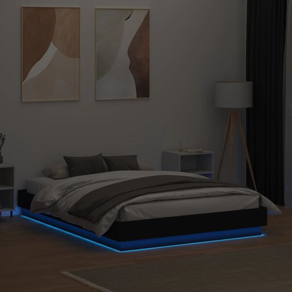 vidaXL Bedframe met LED-verlichting zwart 120x190 cm