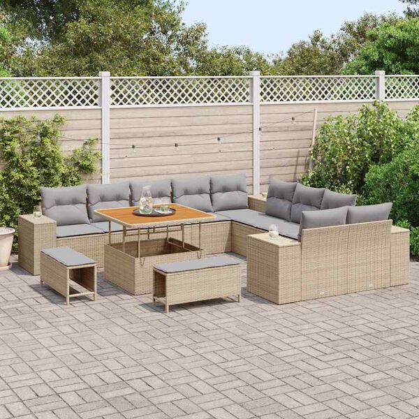 vidaXL Tuin Sofa Set 13 pcs Beige en Licht Grijs poly rattan