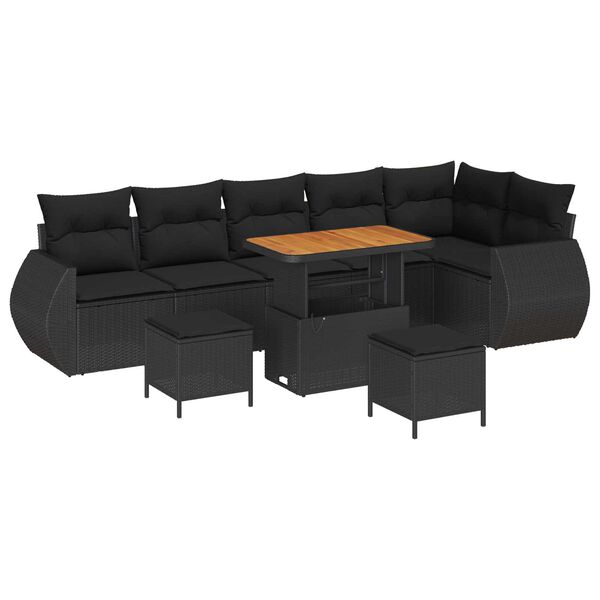 vidaXL Tuin Sofa Set 9 pcs Zwart poly rattan