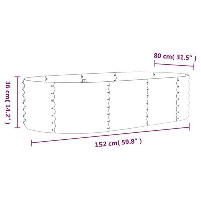 vidaXL Plantenbak 152x80x36 cm gepoedercoat staal groen