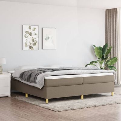 vidaXL Boxspring met matras stof taupe 200x200 cm