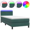 vidaXL Boxspring met matras en LED fluweel donkergroen 100x220 cm
