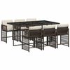 vidaXL 7-delige Tuinset met kussens poly rattan bruin