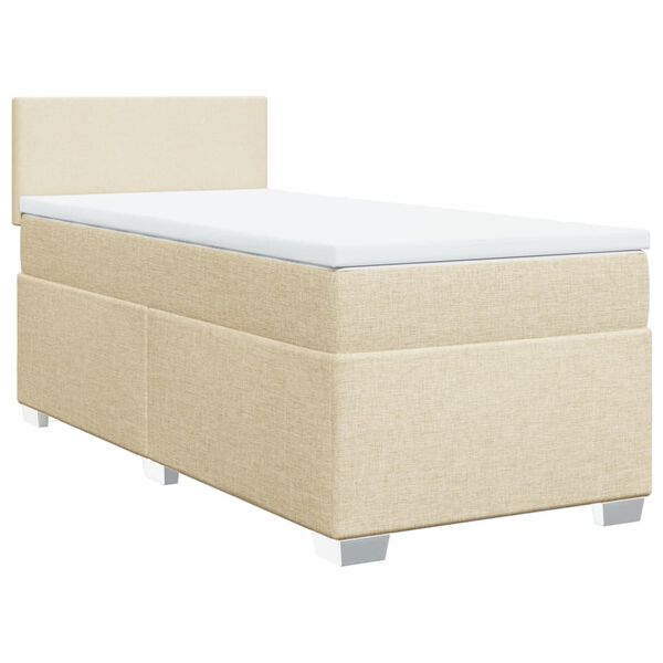 vidaXL Boxspring met matras stof cr&egrave;mekleurig 90x200 cm