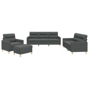 vidaXL 4-delige Loungeset met kussens stof donkergrijs