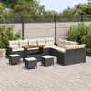 vidaXL Tuin Sofa Set met kussen Zwart Poly riet