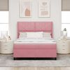vidaXL Boxspring bed met hoofdeinde Roze 140 x 190 cm Fluweel