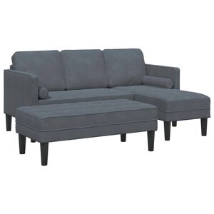 vidaXL Bankstel 2 st Donkergrijs Polyester