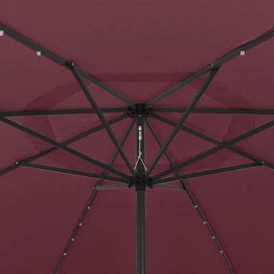 vidaXL Parasol met LED-verlichting 400 cm bordeauxrood