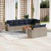 vidaXL 9-delige Loungeset met kussens poly rattan grijs