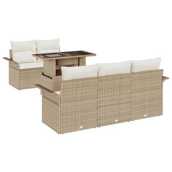 vidaXL Tuin Sofa Set met kussen 6 pcs Beige poly rattan