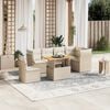 vidaXL 7-delige Loungeset met kussens poly rattan beige
