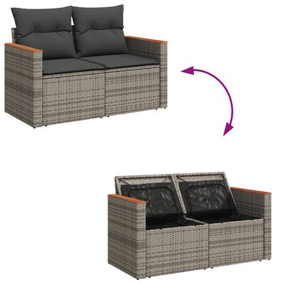 vidaXL 8-delige Loungeset met kussens poly rattan grijs