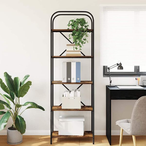 vidaXL Boekenkast Gerookt eiken 60 x 30 x 183 cm Bewerkt hout