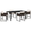 vidaXL Tuin eettafelset met kussen 5 pcs Bruin poly rattan