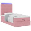 vidaXL Ottoman bed met matrassen en LED's 80x200cm fluweel roze