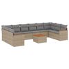 vidaXL 11-delige Tuinset met kussens poly rattan beige
