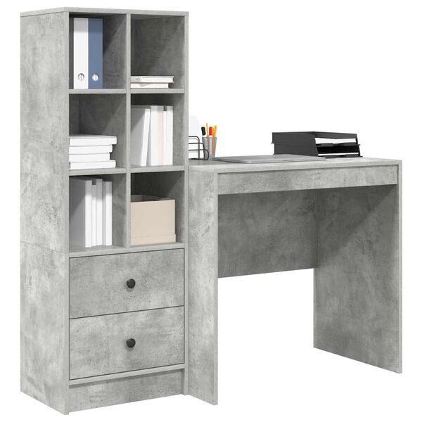 vidaXL Bureau met lade 2 pcs Beton Grijs