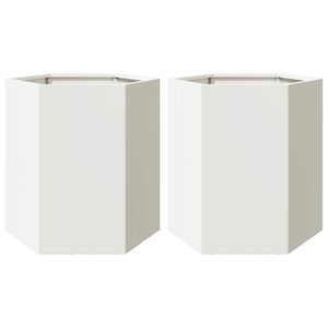 vidaXL Plantenbakken 2 st zeshoek 46x40x45 cm staal wit