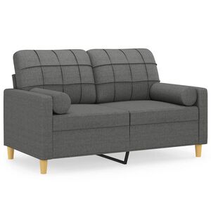 vidaXL Tweezitsbank met sierkussens 120 cm stof donkergrijs