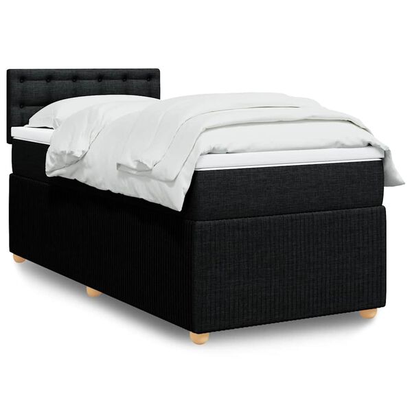 vidaXL Boxspring met matras stof zwart 90x190 cm