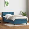 vidaXL Boxspring met matras fluweel donkerblauw 80x220 cm