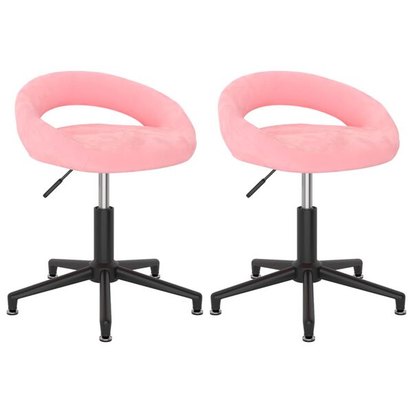 vidaXL Eetkamerstoelen draaibaar 2 st fluweel roze