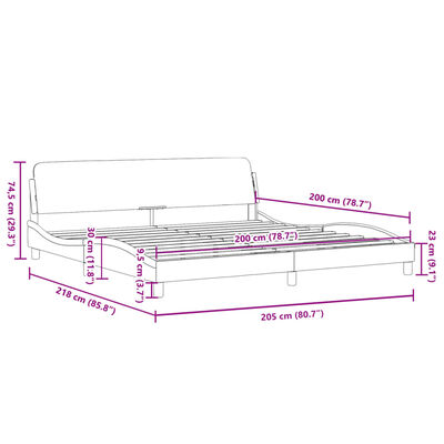 vidaXL Bedframe met hoofdbord kunstleer wit en zwart 200x200 cm