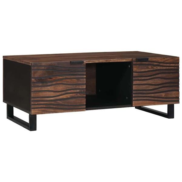 vidaXL Salontafel Bruin en zwart 100 x 54 x 40 cm Massief acaciahout