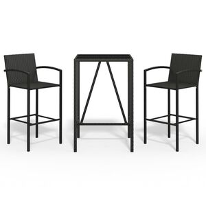vidaXL 3-delige Tuinbarset poly rattan zwart
