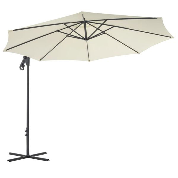 vidaXL Zweefparasol met stalen paal 300 cm zandkleurig