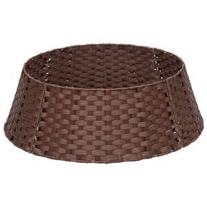 vidaXL Kerstboomkraag Rond Donkerbruin Dia. 45 x 22 cm poly rattan