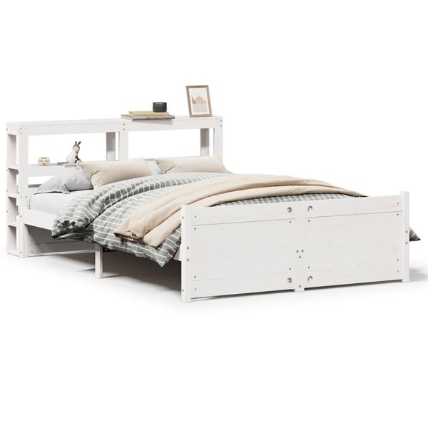 vidaXL Bedframe met hoofdeinde zonder matras 140x190 cm wit