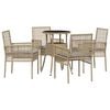 vidaXL Tuin eettafelset 5 st Beige poly rattan
