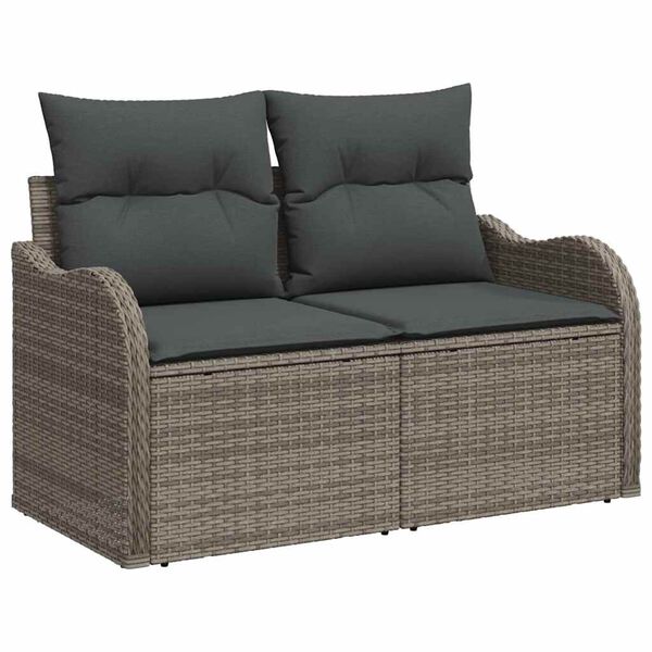 vidaXL Tuin Sofa Set met kussen 6 pcs Grijs Poly riet