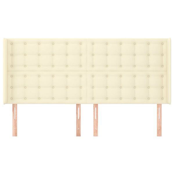 vidaXL Hoofdbord met randen 163x16x118/128 cm kunstleer cr&egrave;mekleurig