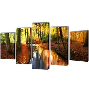 Canvas muurdruk set bos 100 x 50 cm