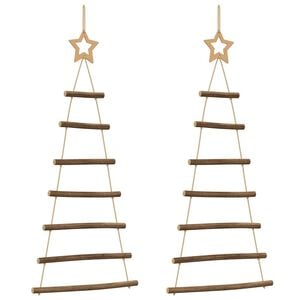 vidaXL Hangende kerstbomen met topsterren 2 st 42x90 cm natuurlijke tak