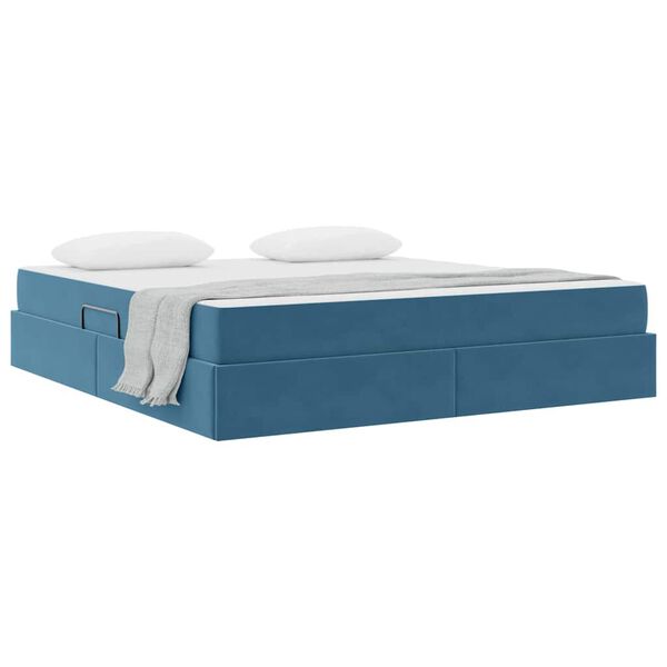 vidaXL Opbergbed met matras Donkerblauw 160 x 200 cm Fluweel