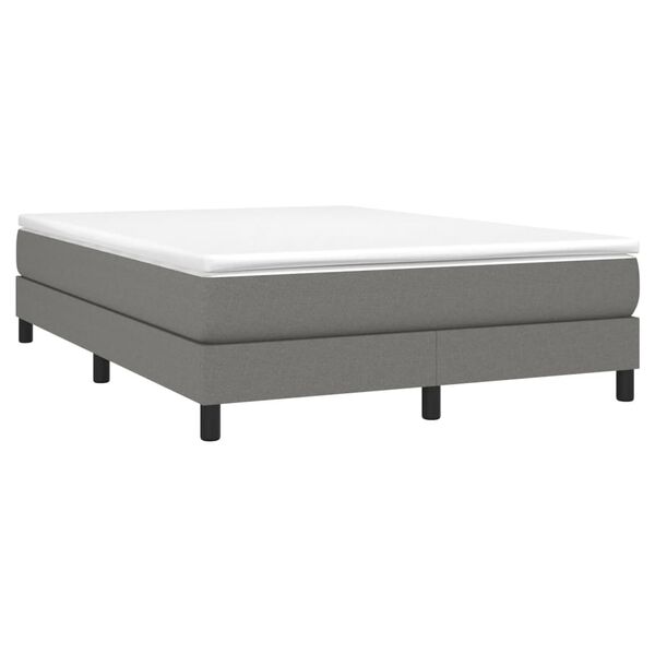 vidaXL Boxspring bed stof donkergrijs 140x200 cm