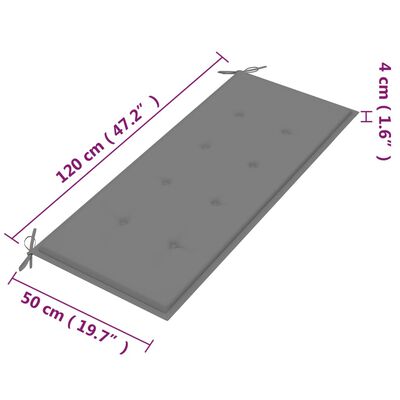 vidaXL Tuinbank 2-zits met kussen 120 cm massief eucalyptushout