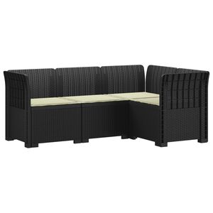 vidaXL 4-Zits Tuin Sofa met Kussens Rattan Look PP Antraciet